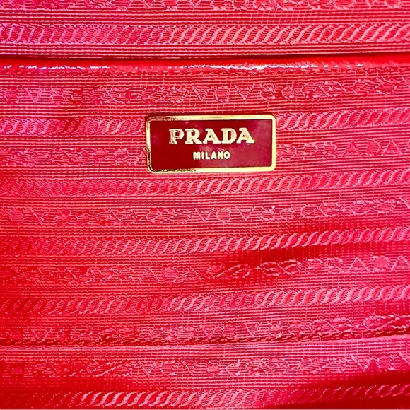Auth. PRADA 2012 Candy Apple Red Saffiano Leather Tote - Picture 9 of 15